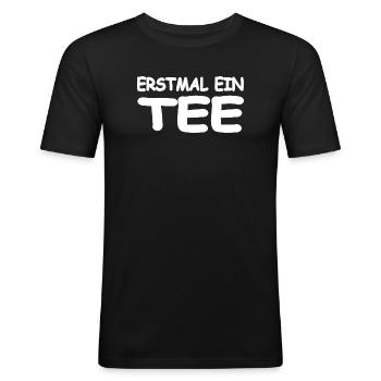Tee - Männer Slim Fit T-Shirt - Schwarz - Vorne - Nik (191cm)