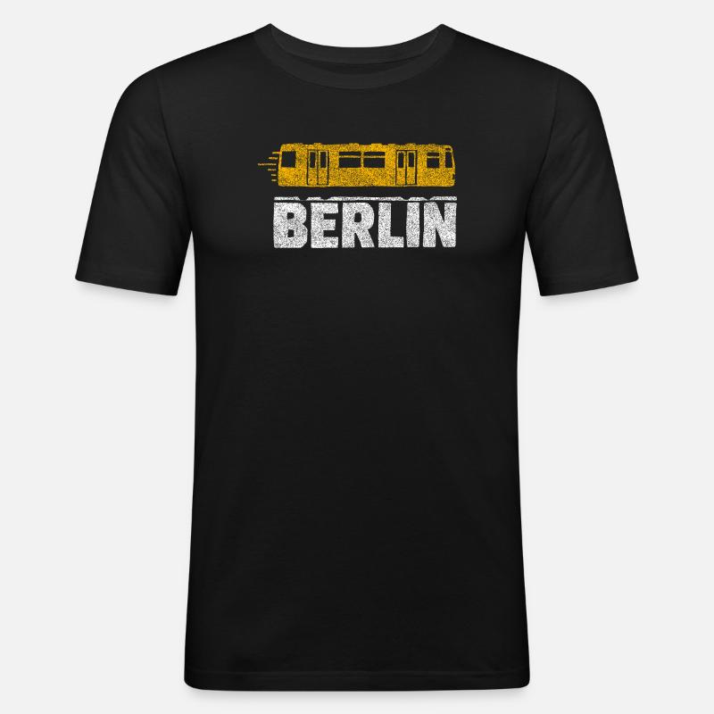 Graphique du tramway de Berlin - T-shirt près du corps Homme - noir