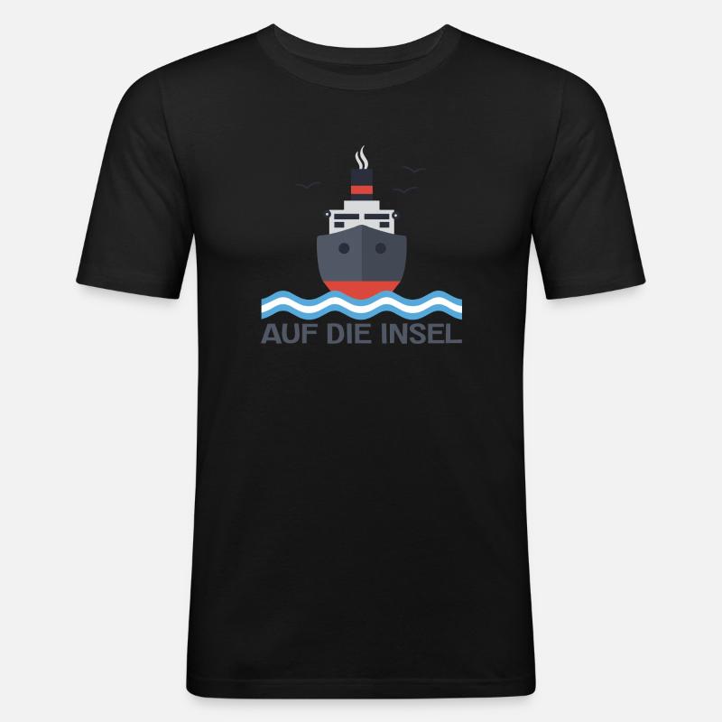 Auf die Insel - Männer Slim Fit T-Shirt - Schwarz