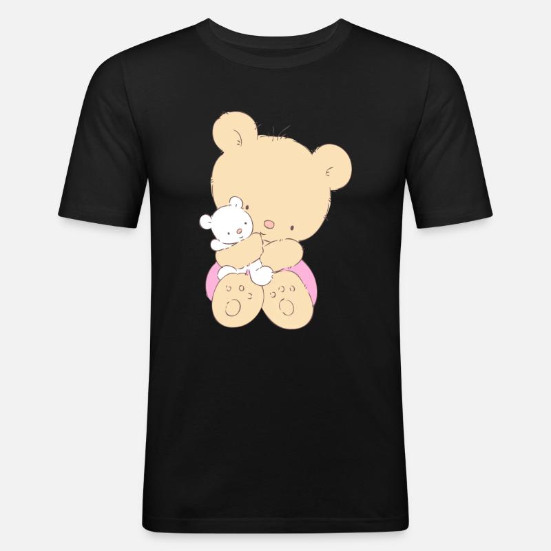 Bear hugging toy Teddy bear - Männer Slim Fit T-Shirt - Schwarz