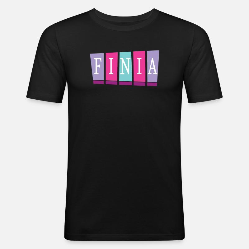 Finia - Männer Slim Fit T-Shirt - Schwarz