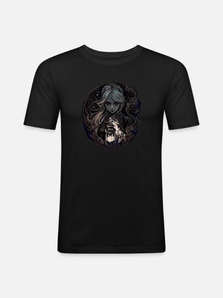 Gloomy Beautiful Witch / Wicca - Men's Slim Fit T-Shirt - black