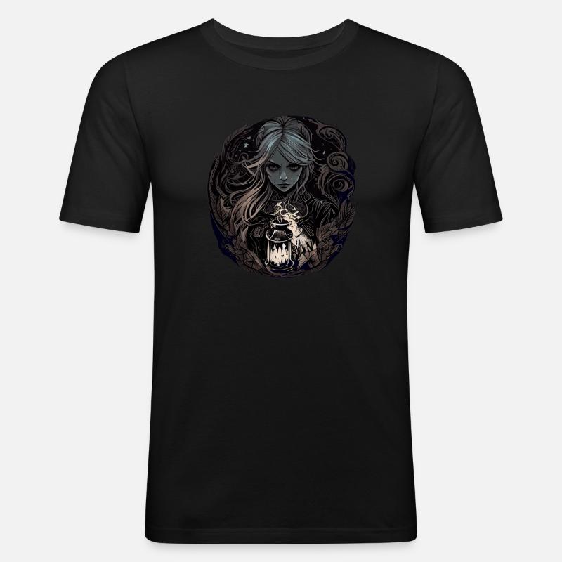 Düstere wunderschöne Hexe / Wicca - Männer Slim Fit T-Shirt - Schwarz