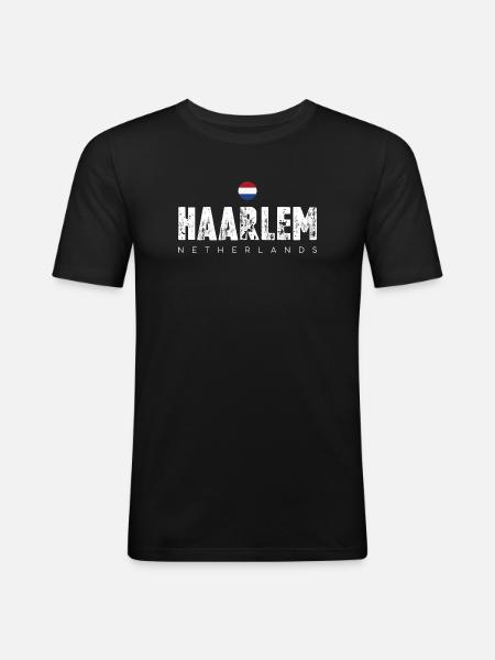 Haarlem Distressed Logo - Men's Slim Fit T-Shirt - black