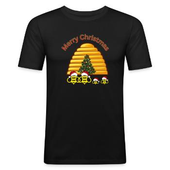 Noël des abeilles - T-shirt près du corps Homme - noir - Devant - Nik (191cm)