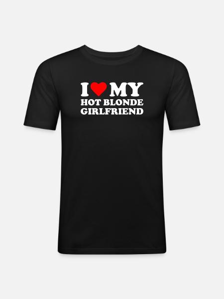 J’aime ma copine blonde - T-shirt près du corps Homme - noir