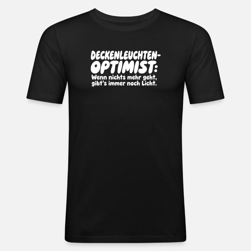 Deckenleuchten-Optimist - Männer Slim Fit T-Shirt - Schwarz