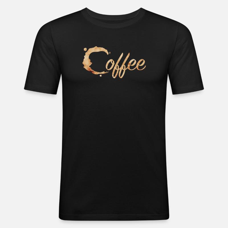 Kaffeefleck Typografie Coffee - Männer Slim Fit T-Shirt - Schwarz