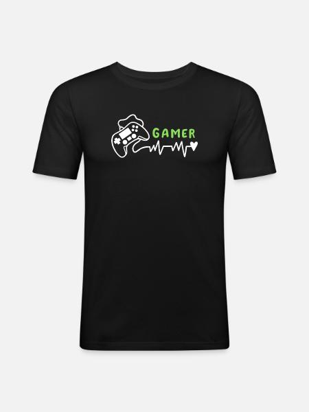 Gamer Gaming - Männer Slim Fit T-Shirt - Schwarz