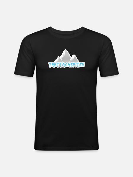 Trettachspitze als Berg - Männer Slim Fit T-Shirt - Schwarz