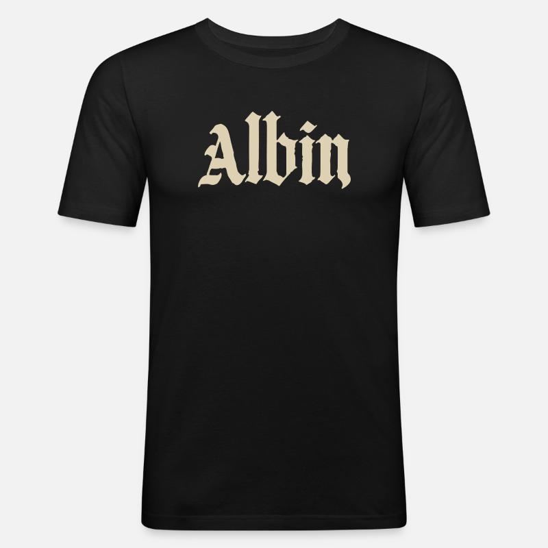 Abhin in Gothic Script - Männer Slim Fit T-Shirt - Schwarz