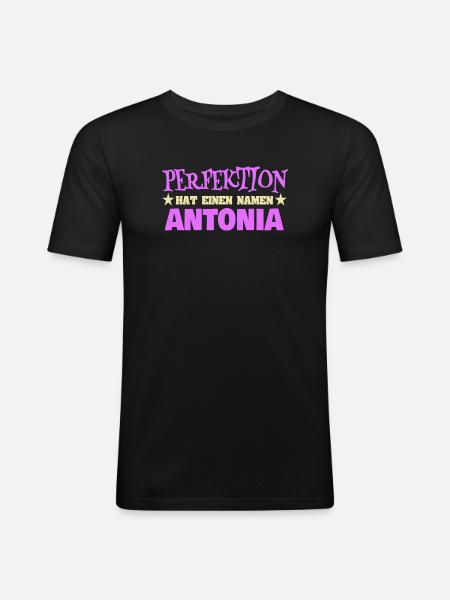Frauenname Antonia - Männer Slim Fit T-Shirt - Schwarz