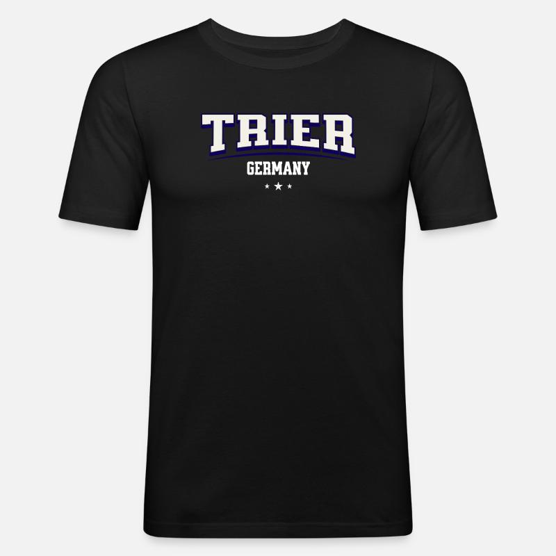 Trier Deutschland Stadtemblem - Männer Slim Fit T-Shirt - Schwarz