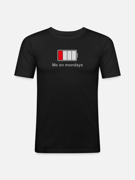 Low Battery Mondays – Low Energy Mood - Men's Slim Fit T-Shirt - black