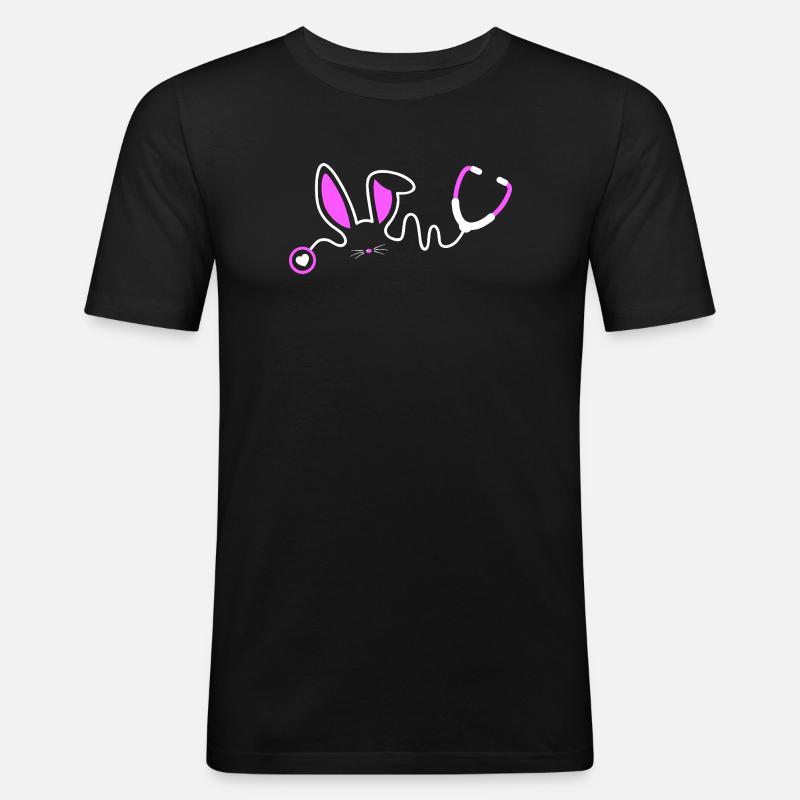 Stethoscope Bunny Whimsy - Men's Slim Fit T-Shirt - black