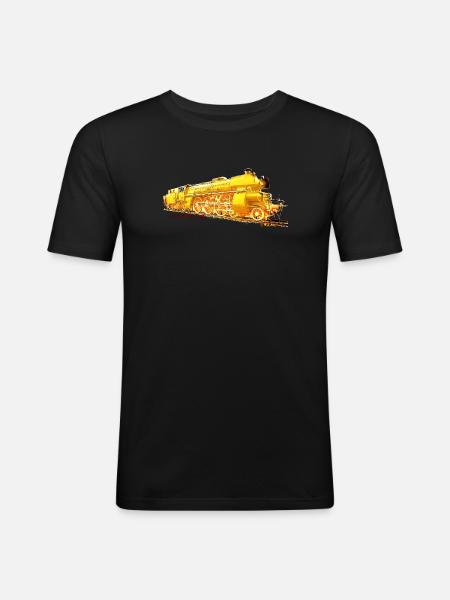 Dampflok 18 323 - Männer Slim Fit T-Shirt - Schwarz