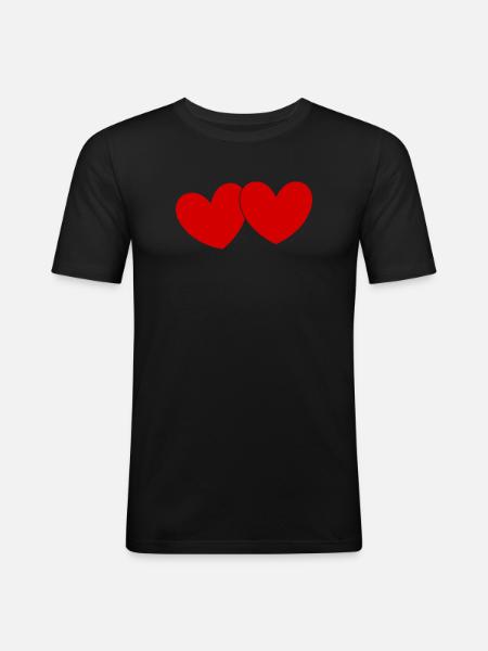 Coeur Cadeau Saint-Valentin Saint-Valentin - T-shirt près du corps Homme - noir