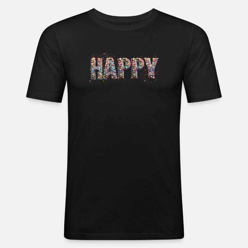 HAPPY confetti - Männer Slim Fit T-Shirt - Schwarz