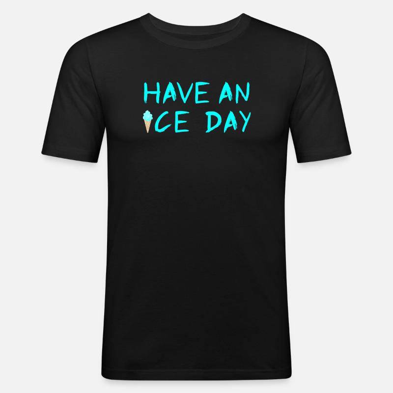 Eis Eiscreme coole Sprüche Sommerzeit Fan - Männer Slim Fit T-Shirt - Schwarz