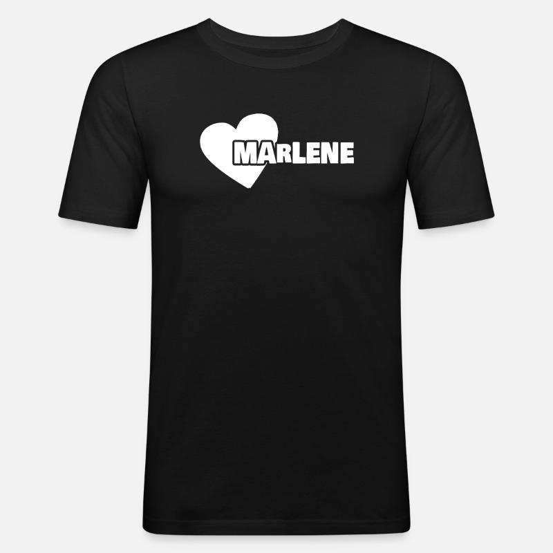 Vorname Marlene - Männer Slim Fit T-Shirt - Schwarz