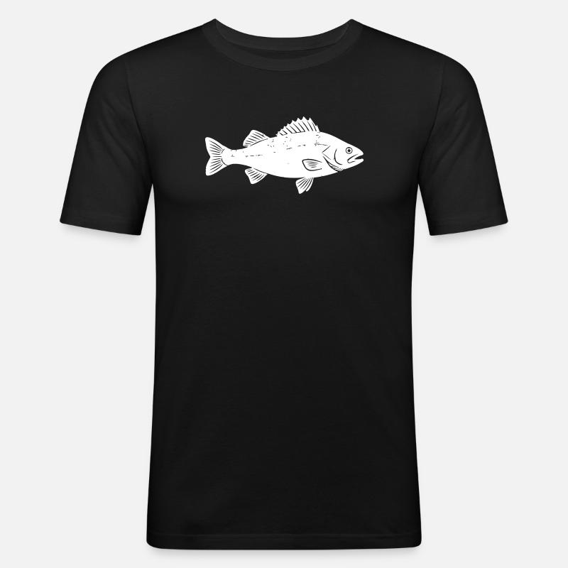 Barsch Flussbarsch Perch Angler Vektor - Männer Slim Fit T-Shirt - Schwarz
