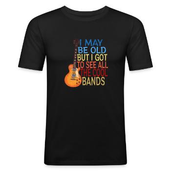 Musique rock Grand-père Grand-père disant humour idée cadeau - T-shirt près du corps Homme - noir - Devant - Nik (191cm)