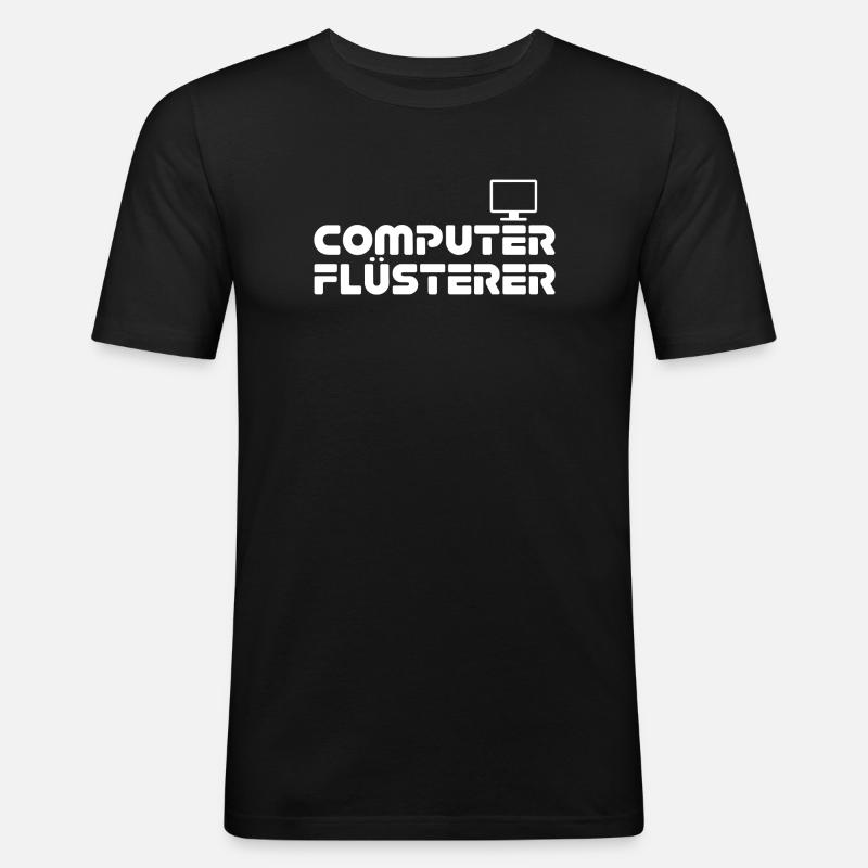 Computer Flüsterer Retro-Print - Männer Slim Fit T-Shirt - Schwarz