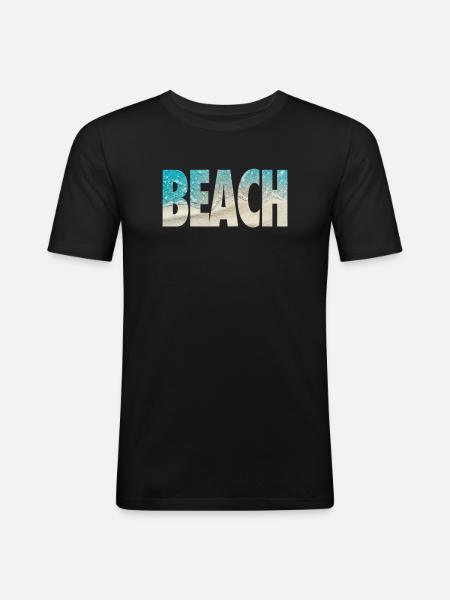Tropical BEACH Ocean Text Vibe - Men's Slim Fit T-Shirt - black