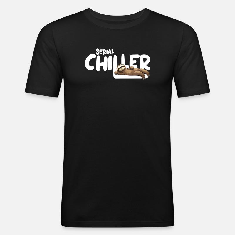 Faultier Serial Chiller – Lustiges Sloth Tee - Männer Slim Fit T-Shirt - Schwarz