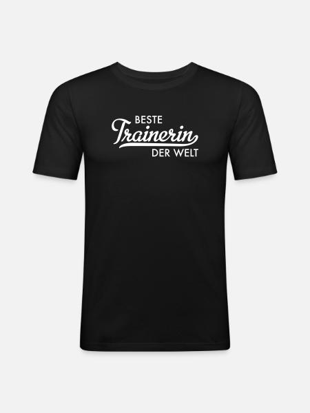 Beste Trainerin der Welt - Männer Slim Fit T-Shirt - Schwarz