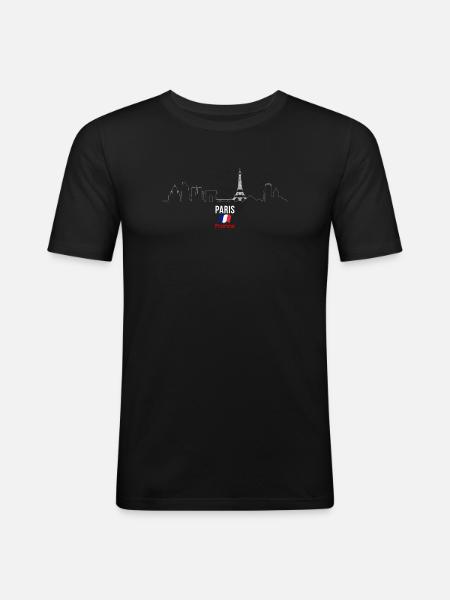 Paris Skyline Line Art - Men's Slim Fit T-Shirt - black