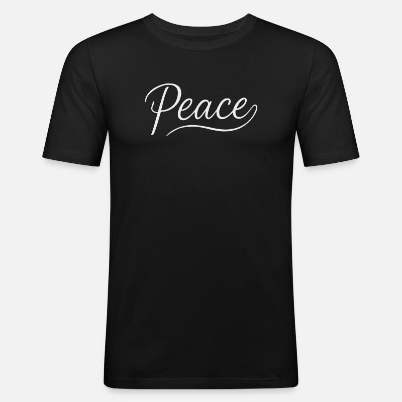 Peace Lettering Cursive Font - Men's Slim Fit T-Shirt - black