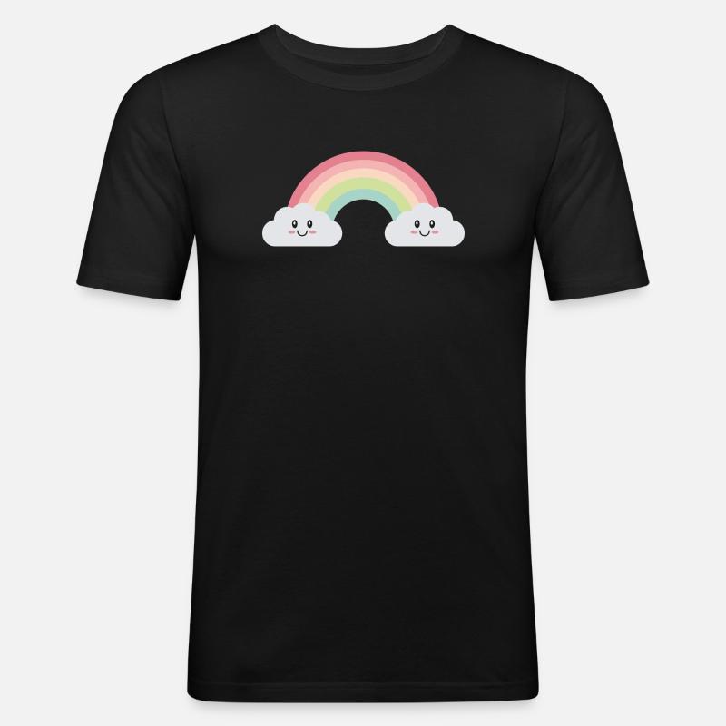 Regenbogenwolken - Männer Slim Fit T-Shirt - Schwarz