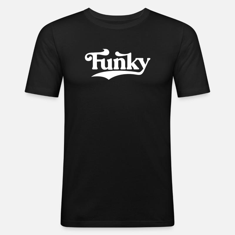 Funky Retro Script Logo - Maglietta aderente da uomo - nero
