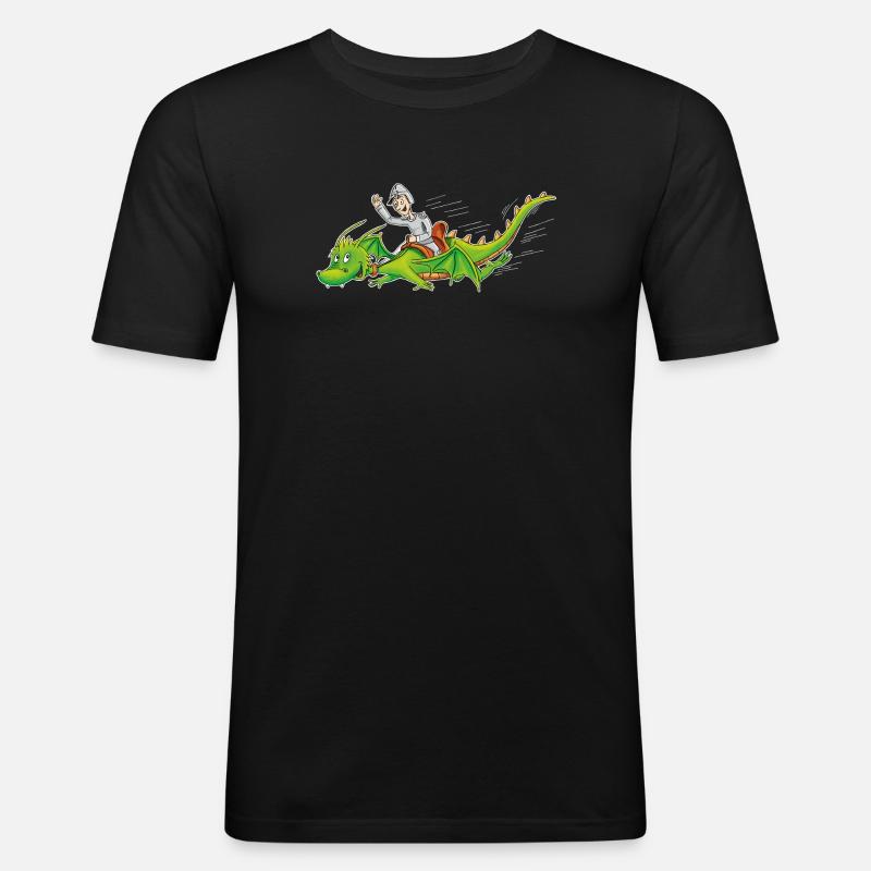 Drachenritter - Männer Slim Fit T-Shirt - Schwarz