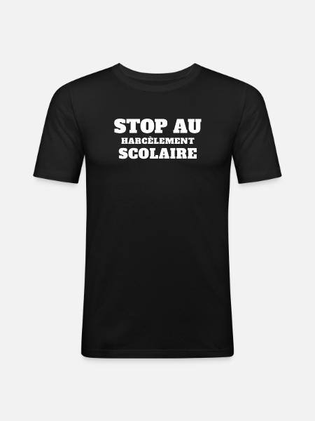 stop harcèlement scolaire, scolarité - T-shirt près du corps Homme - noir