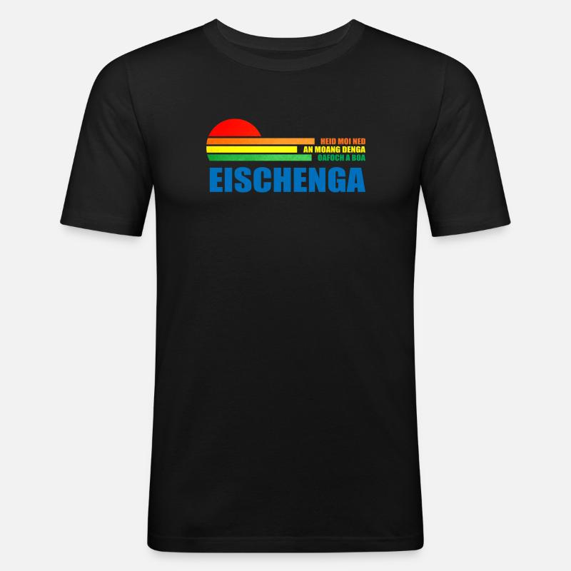 heid moi ned an moang denga oafoch a boa eischenga - Männer Slim Fit T-Shirt - Schwarz