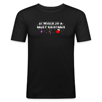 Lustiger Weihnachts-Spruch - Männer Slim Fit T-Shirt - Schwarz - Vorne - Nik (191cm)
