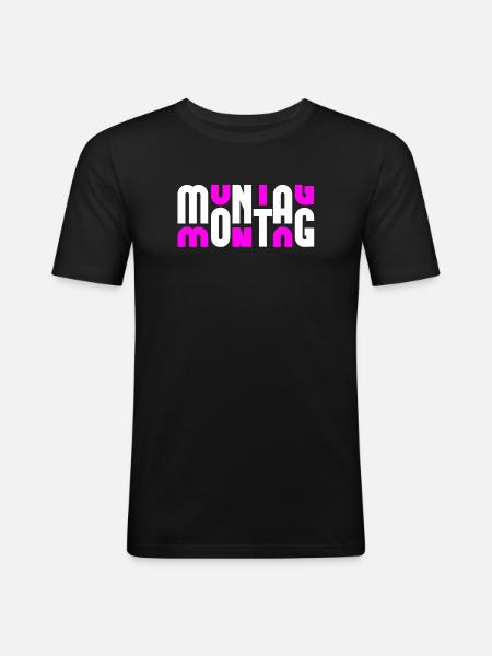 Monday White/Pink - Men's Slim Fit T-Shirt - black