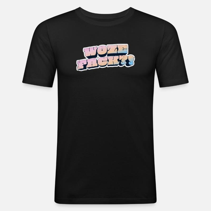 Wow Face Pastell Graffiti Stil - Männer Slim Fit T-Shirt - Schwarz