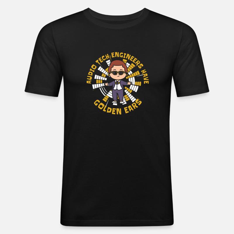 Tontechniker Sound Audio Engineer - Männer Slim Fit T-Shirt - Schwarz