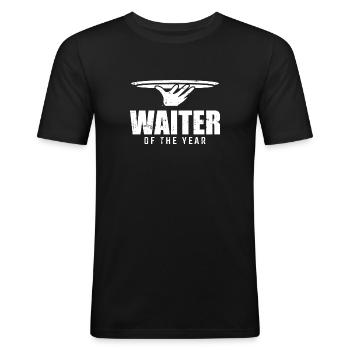 Service de serveuse - T-shirt près du corps Homme - noir - Devant - Nik (191cm)