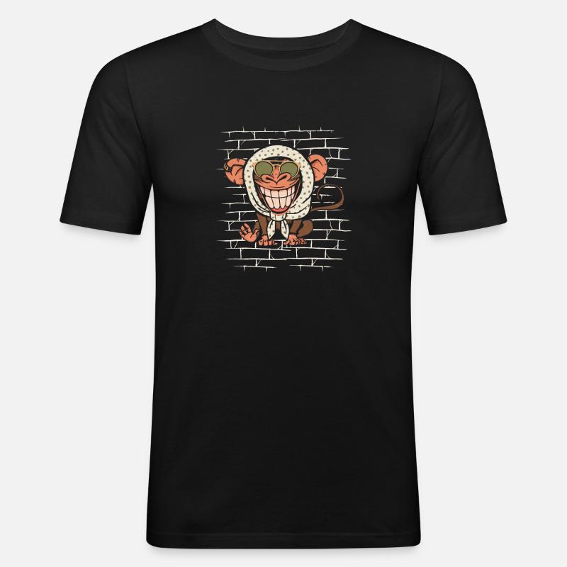 Affe - Männer Slim Fit T-Shirt - Schwarz
