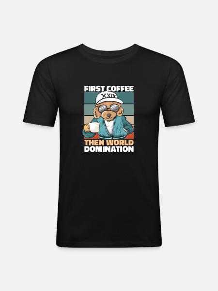 Poodle Coffee Sunglasses - Men's Slim Fit T-Shirt - black