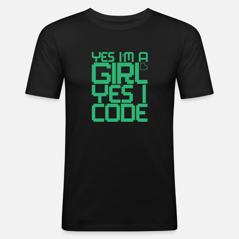 Developer Coder Programmer Girl - Men's Slim Fit T-Shirt - black
