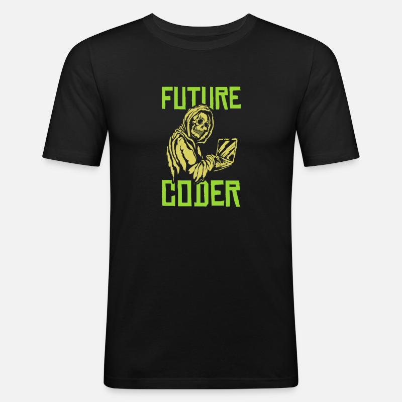 Developer Coder Programmer Skull - Men's Slim Fit T-Shirt - black