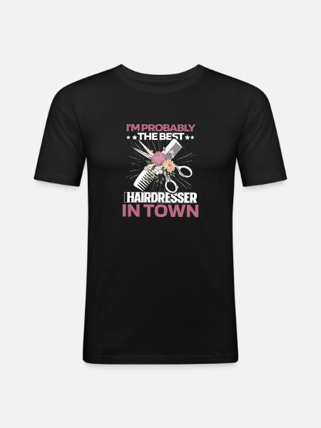 Coiffeur Coiffeur Fleurs - T-shirt près du corps Homme - noir