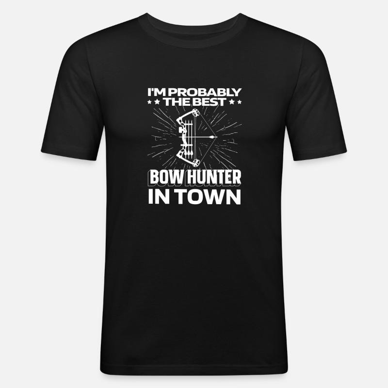 Bogenjagd Bogenjäger Lustig - Männer Slim Fit T-Shirt - Schwarz