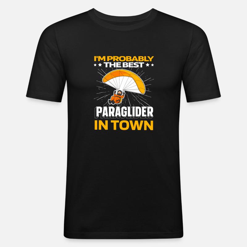 Paragleiter Paragleiten Lustig - Männer Slim Fit T-Shirt - Schwarz