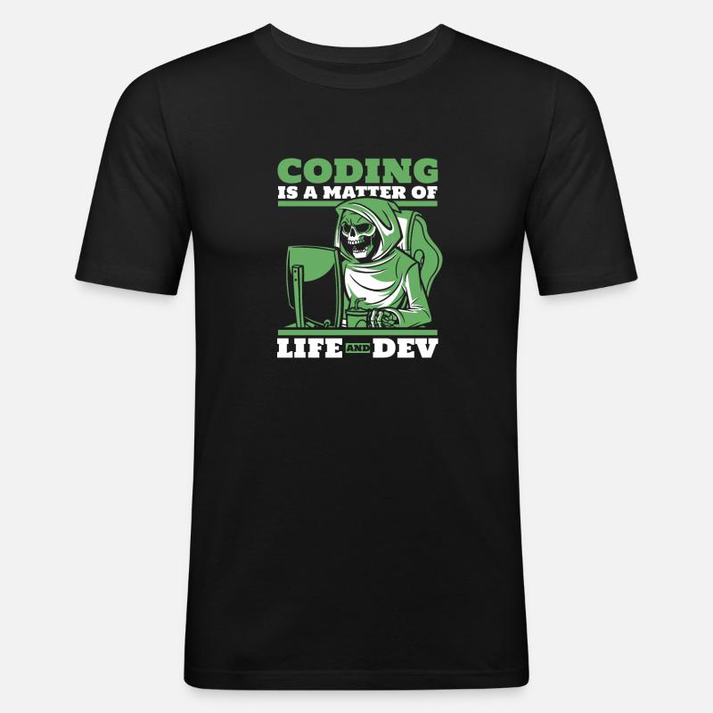 Développeur Coder Programmeur Squelette - T-shirt près du corps Homme - noir